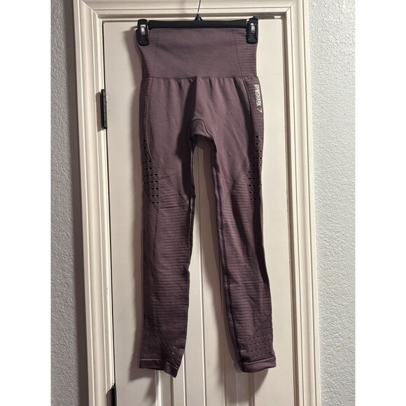 Gymshark Vital Seamless Leggings Womens Purple 11 5/8" Waist Ribbed Ventholes - Picture 1 of 4